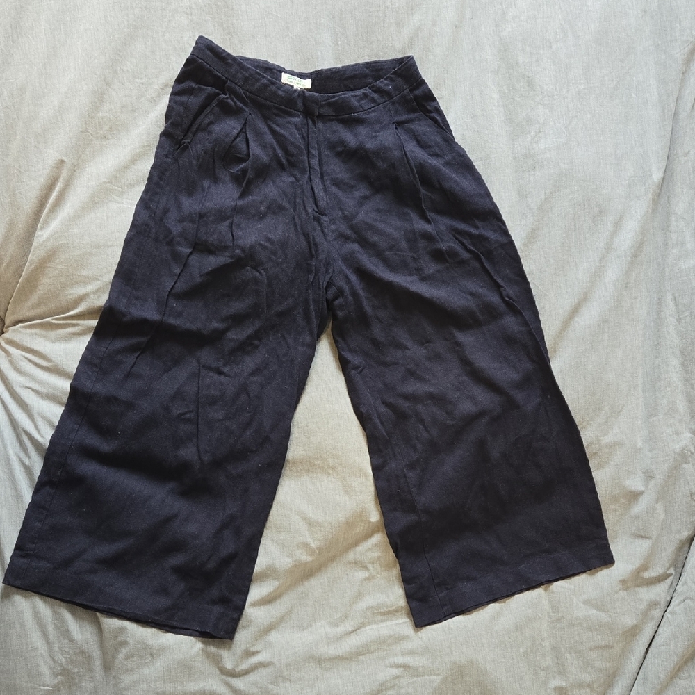 Navy Wide-Leg Culotte Style Pants